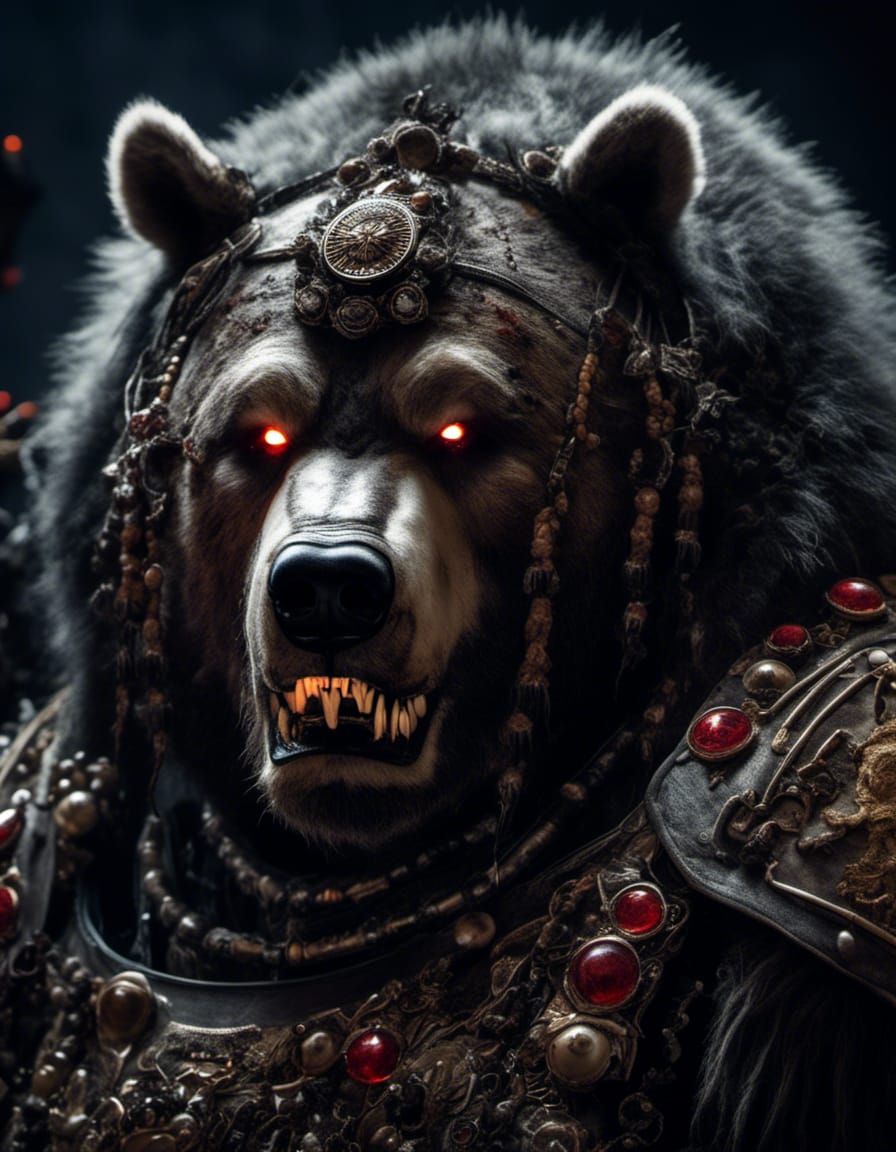 Horrific Zombie Robot Bear Portrait