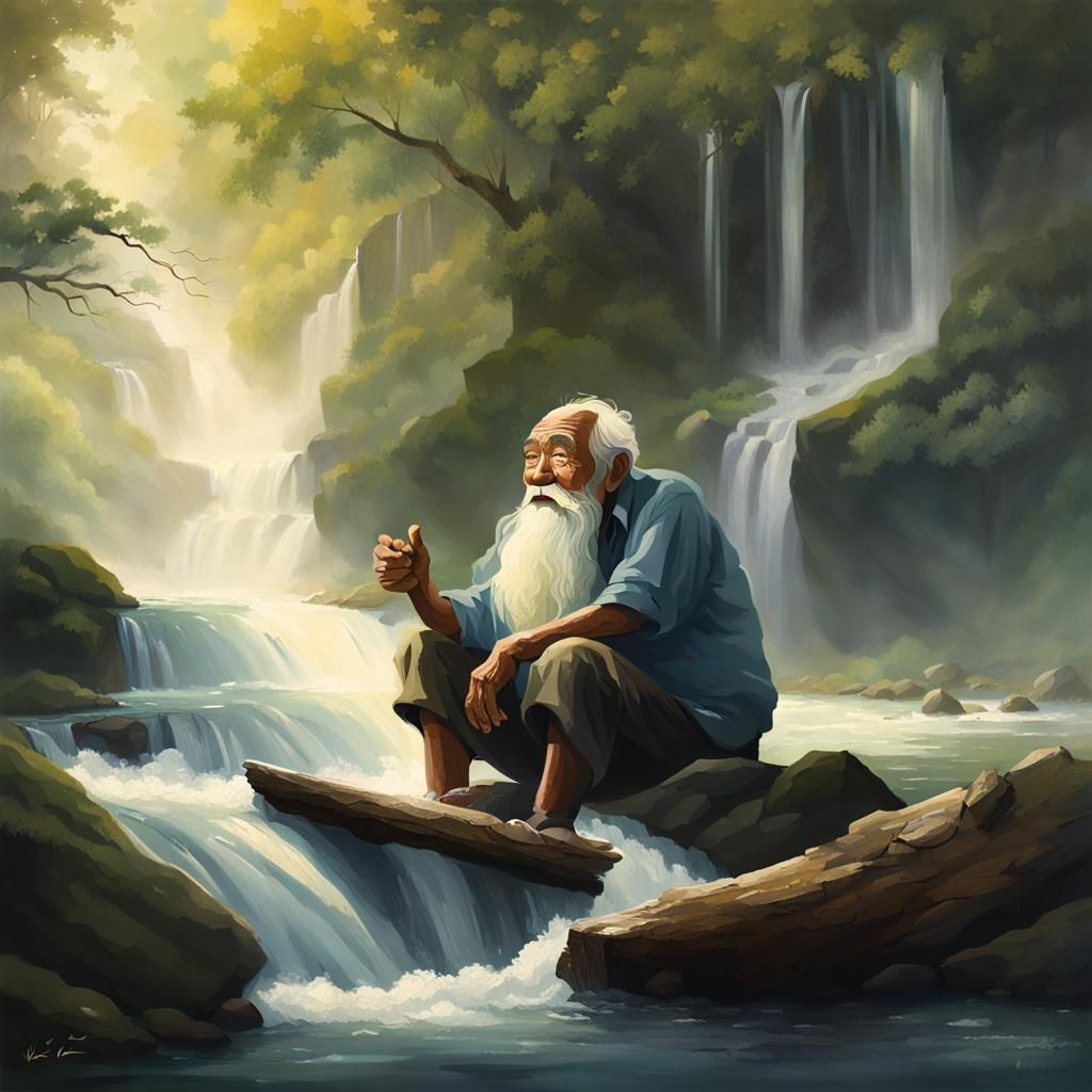 Kind River Spirit in Waterfall