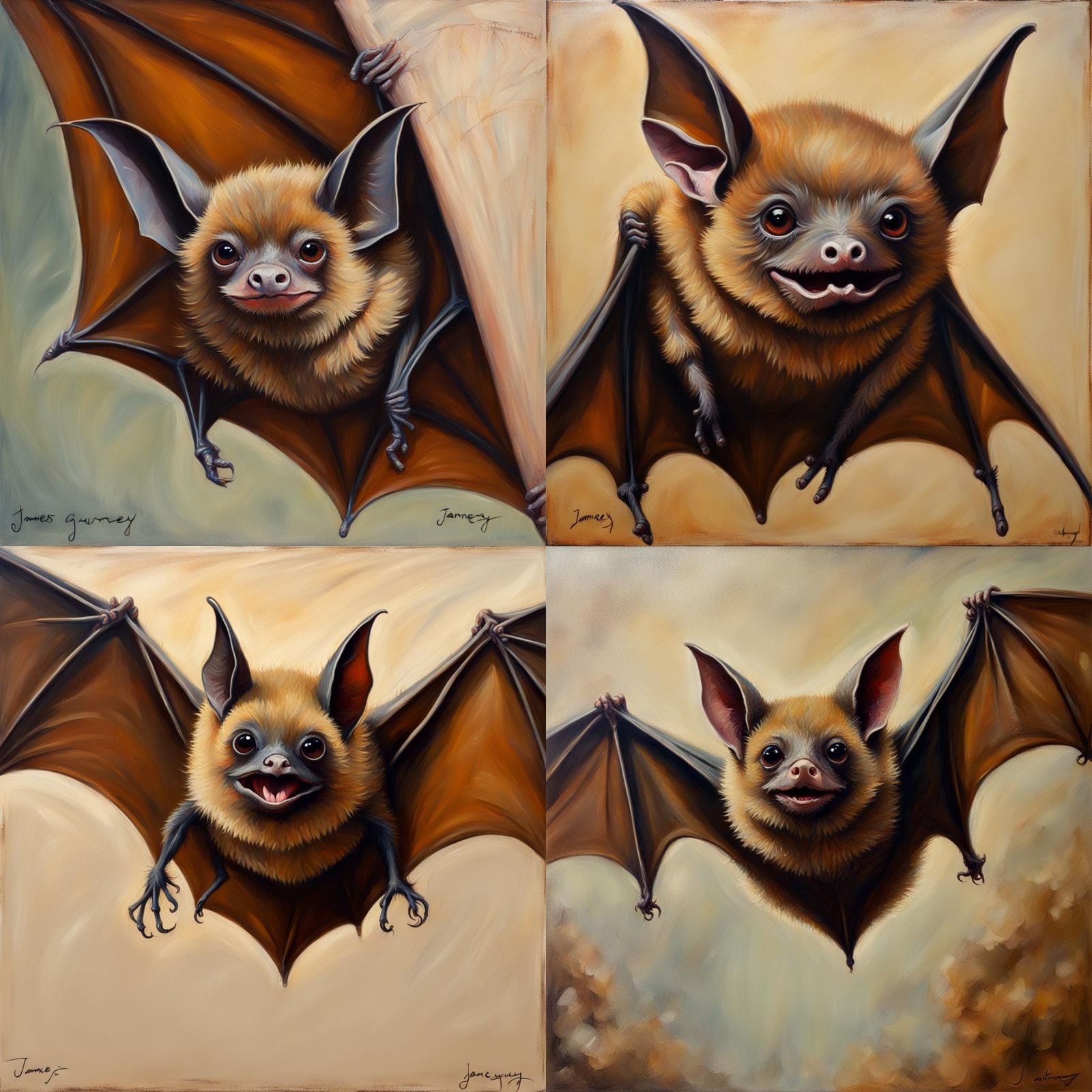 Victorian Whimsical Brown Bat Close-Up