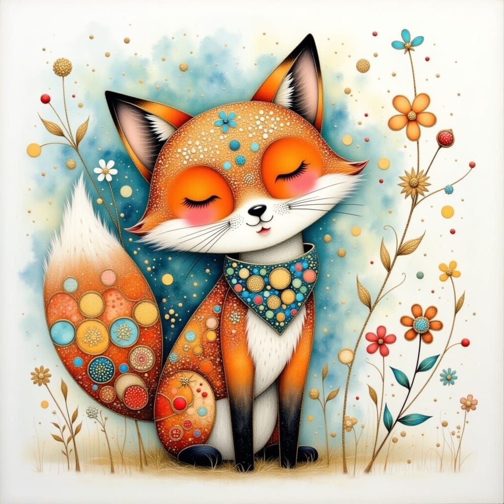 Whimsical Fox in Enchanted Shadowlands