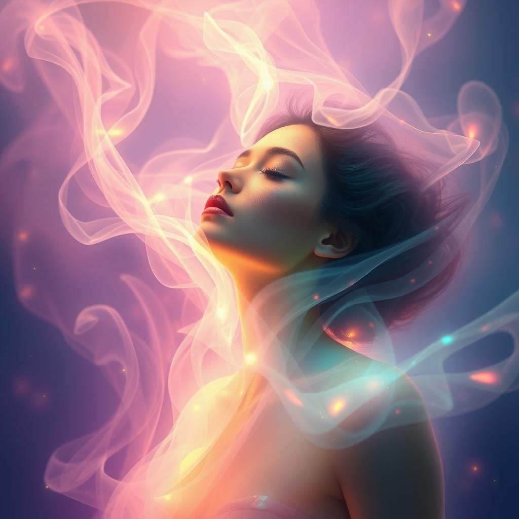 Luminous Woman in Ethereal Aura: Digital Art