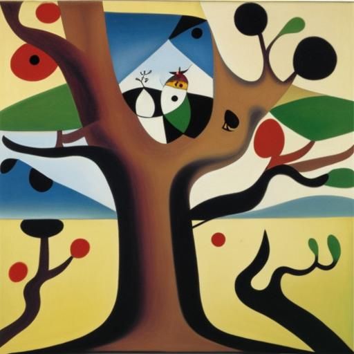 Elm Tree in Joan Miro Surrealist Style