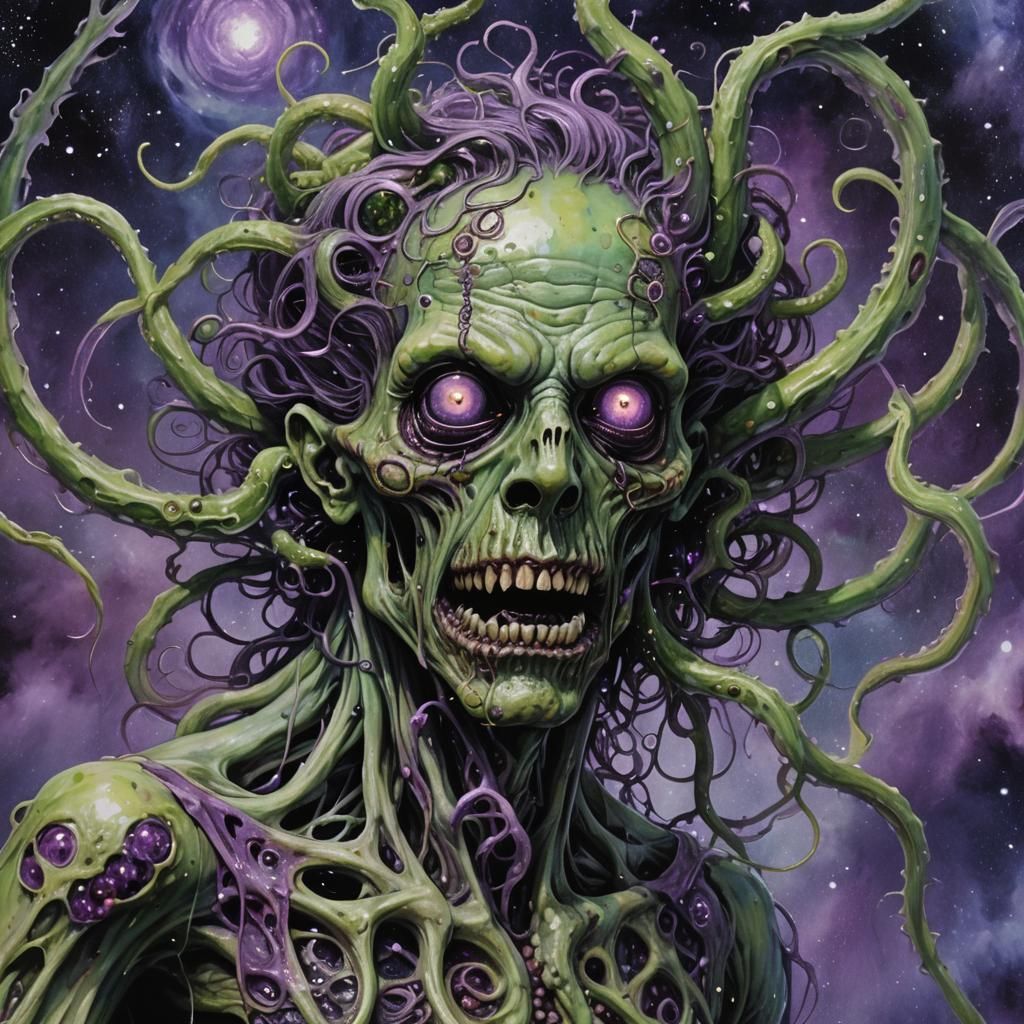 Ethereal Zombie Portrait in Cosmic Horror Style