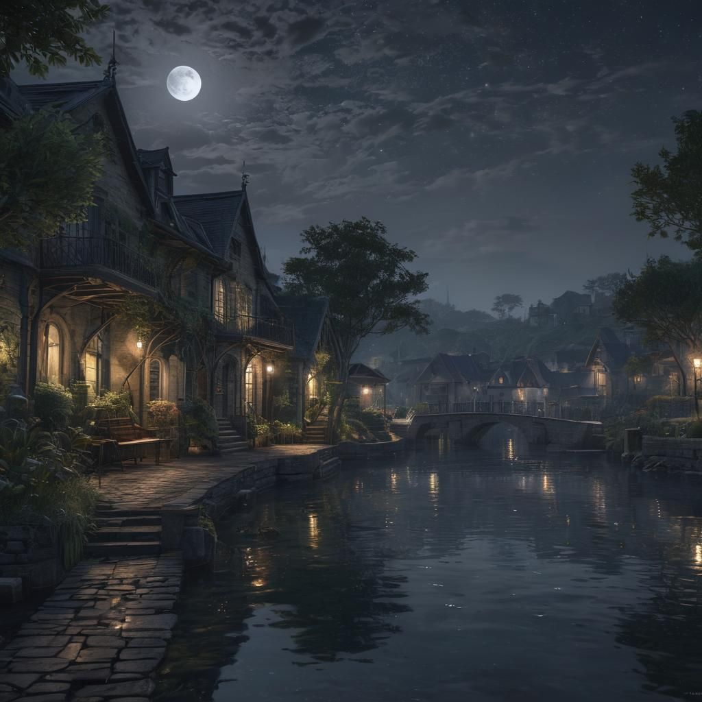 Fantasy Landscape with Walking Plants in Watercolor Style