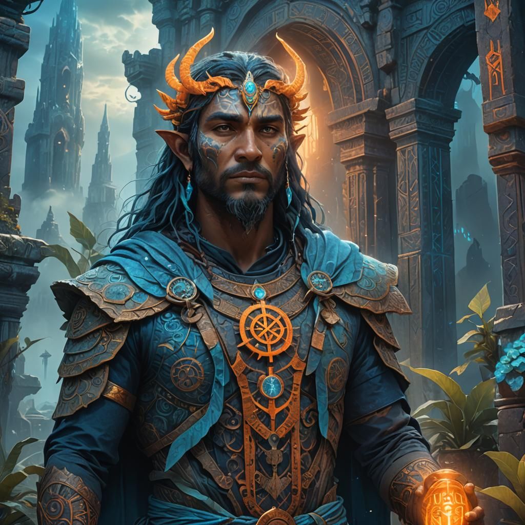 Mystical Being Amidst Ancient Trencadís Structures