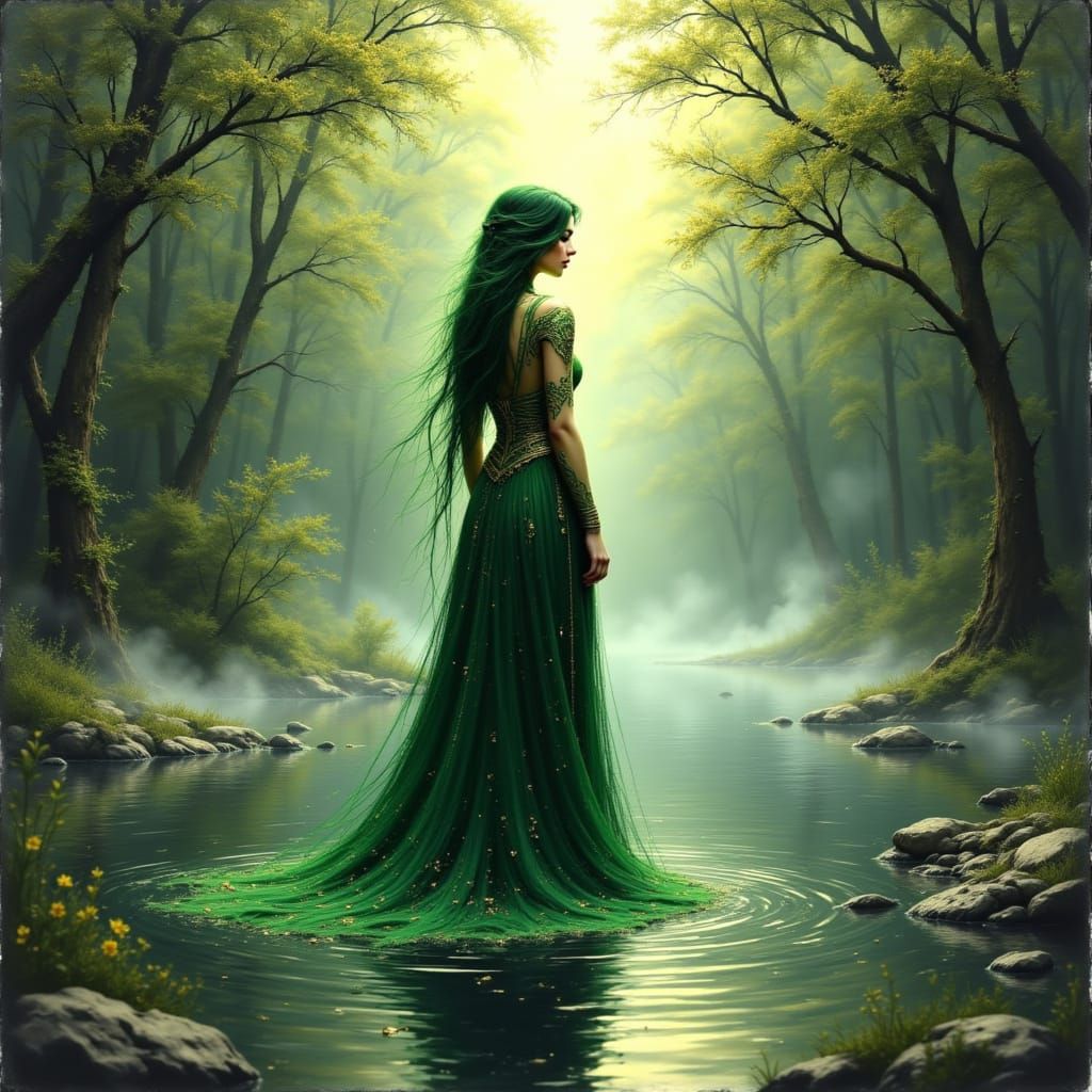 Lady of the Green Forest in Golden Light