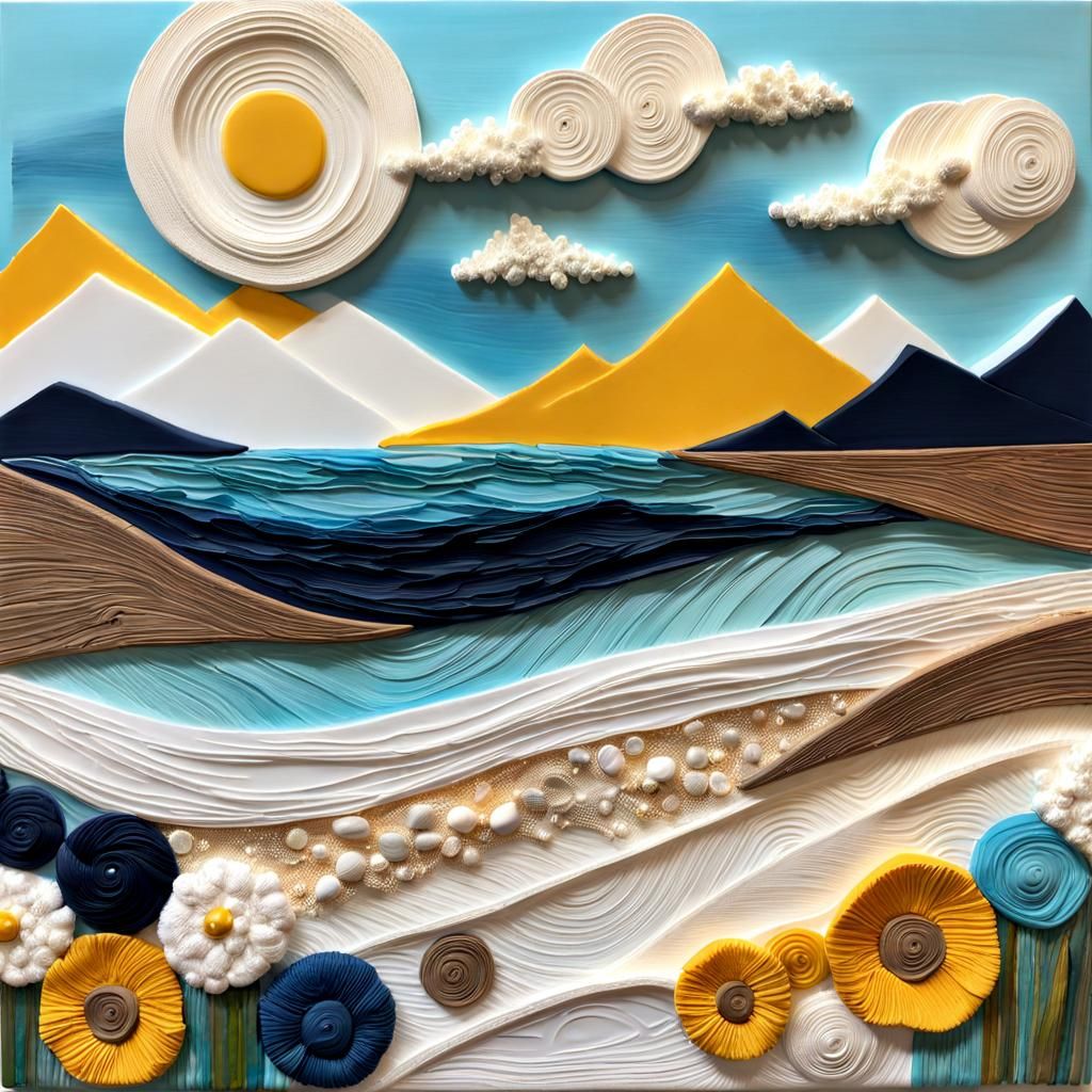 Textured Beachscape in Mixed Media Impasto Style