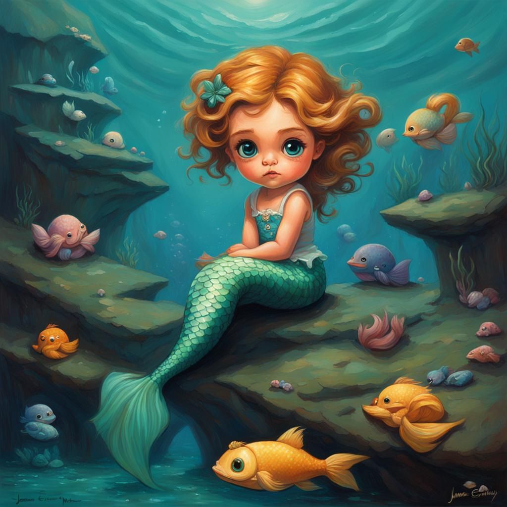 Weary Chibi Mermaid in Chris Mars Style