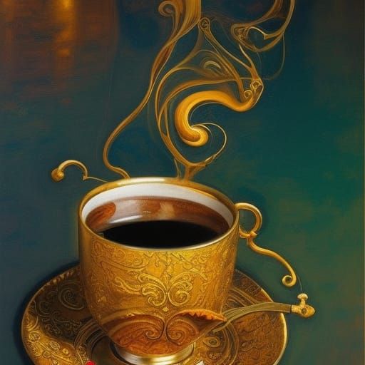 Steampunk Coffee Cups in Colorful Swirls