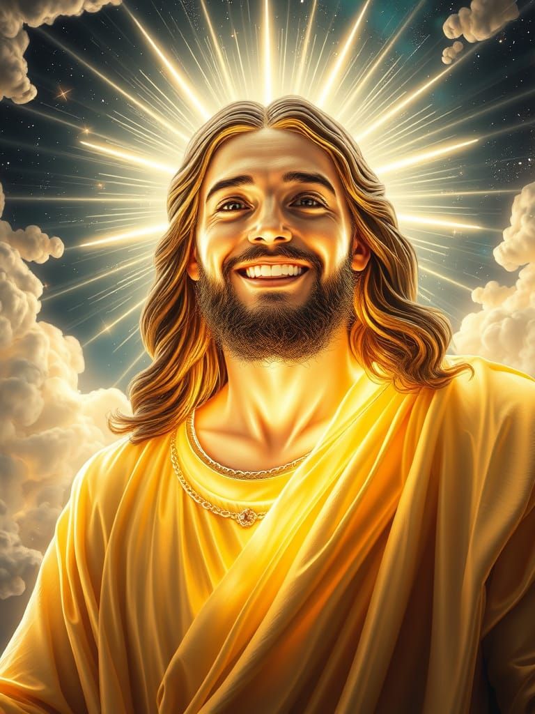 Celestial Jesus Radiating Starlight in Hyper-Realistic Portr...