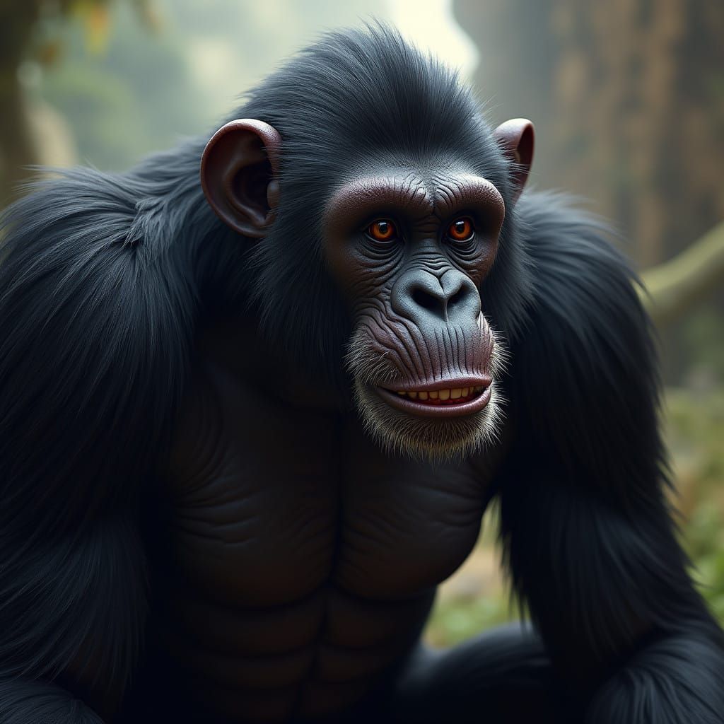 Majestic Black Monkey Receives a Sleek Low Taper Fade in Whi...