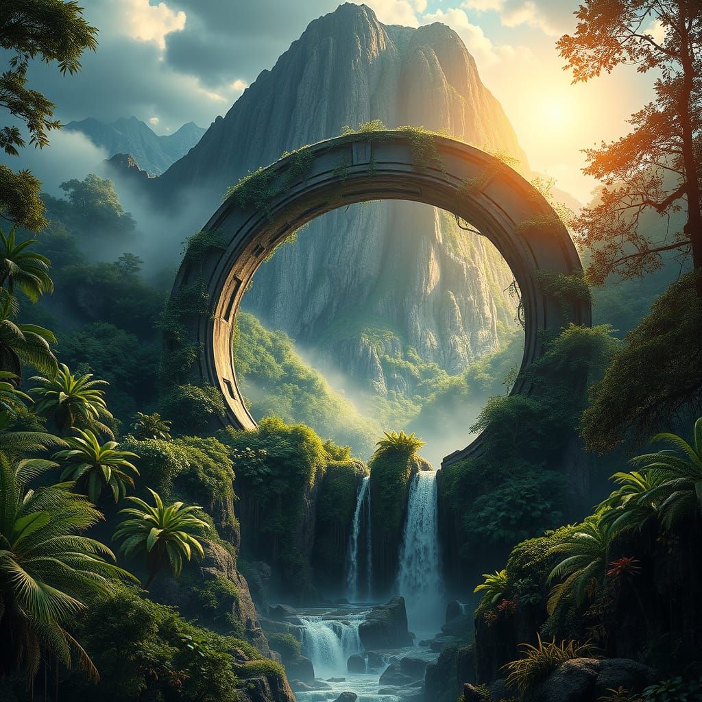 Lush Jungle Stone Circle in Hyperrealistic Psychedelic Style