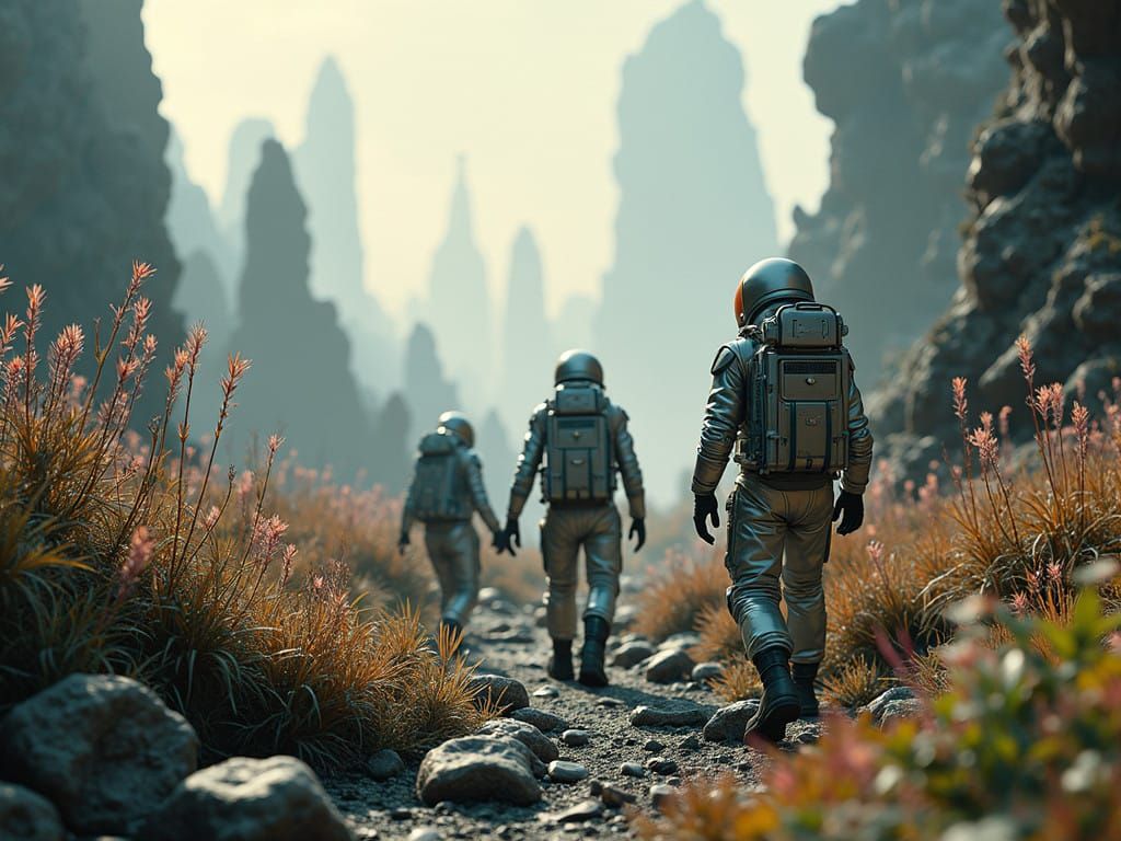 Astronauts Explore Iridescent Planet with Glowing Creatures ...