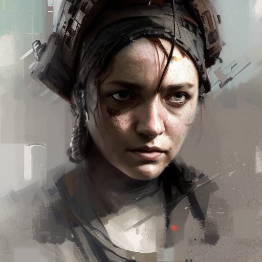 Detailed Portrait of a Combat Nurse, Digital Art