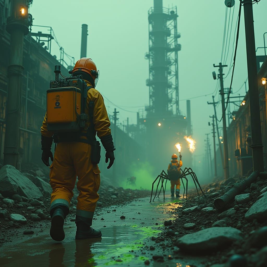 Steampunk Nuclear Meltdown in Digital Art Style