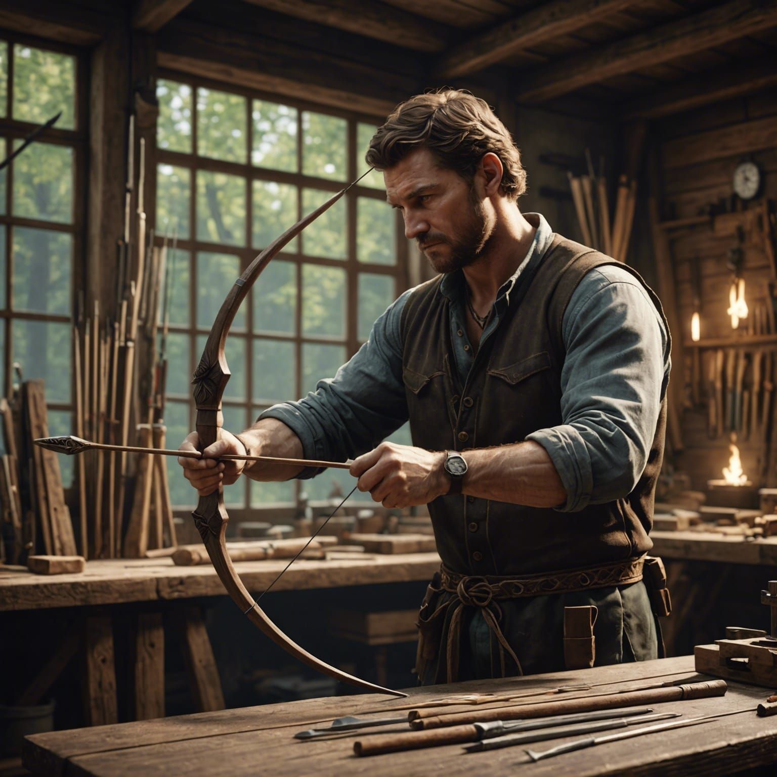 Bowyer in Workshop: 3D Game Cinematic Scene