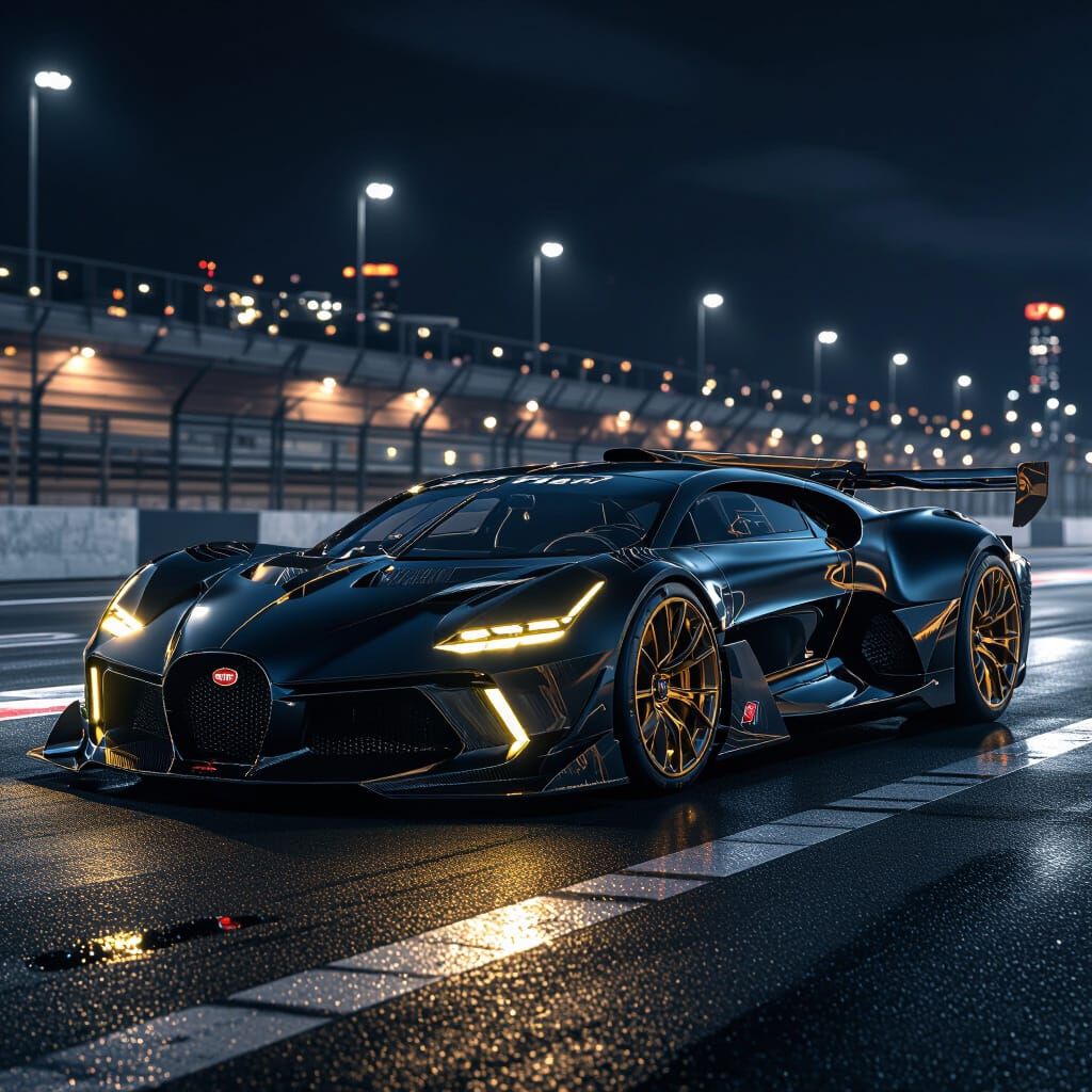 Futuristic Bugatti Bolide GTR on Urban Racetrack