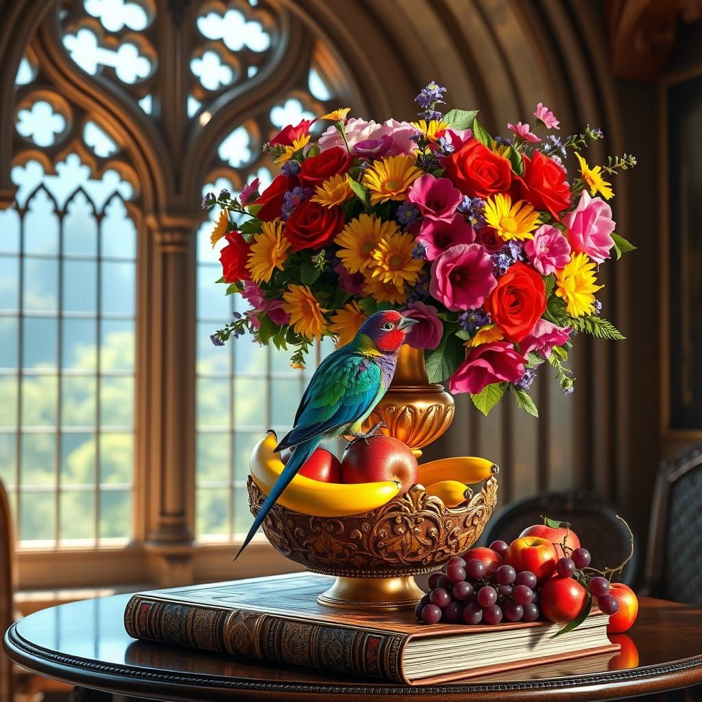 Baroque Still Life in Vibrant Colors and Luxurious Accents