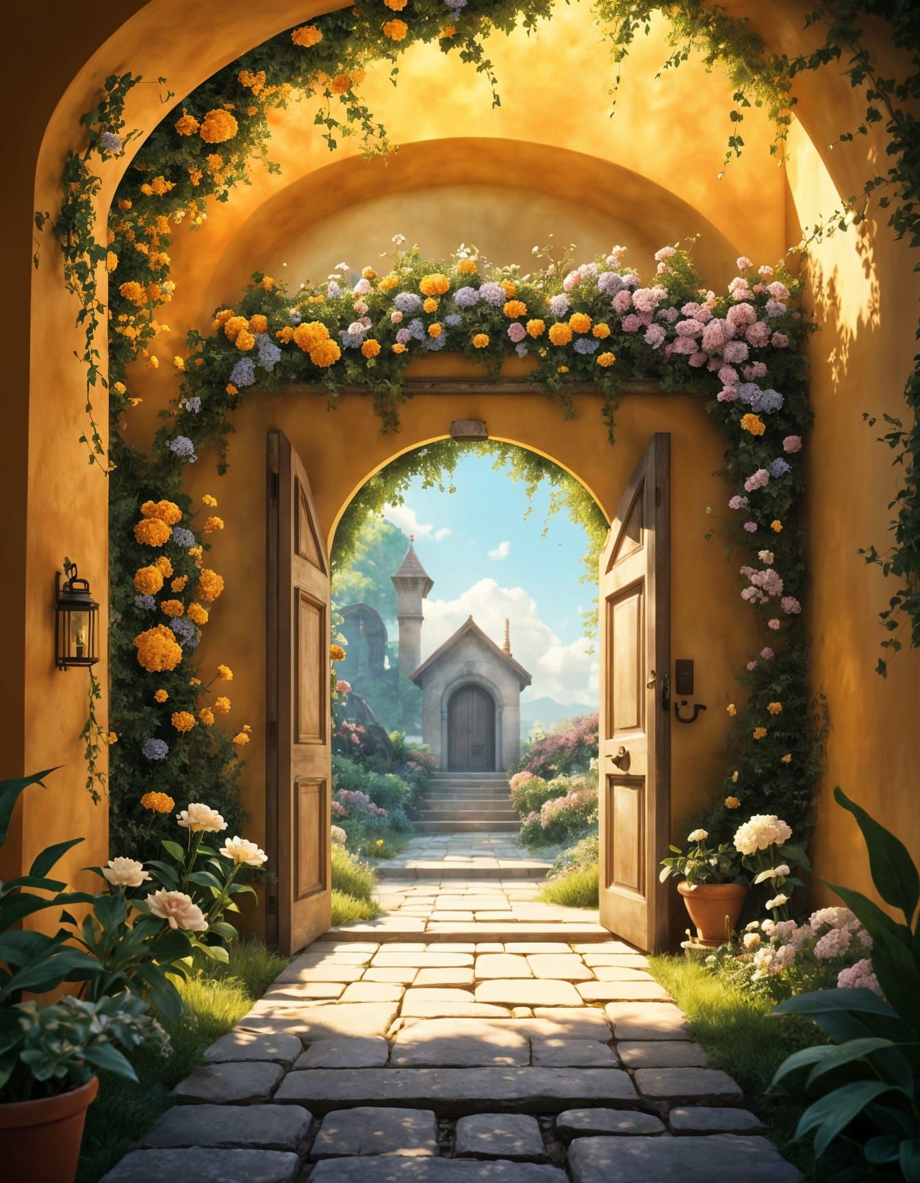 Mystical Secret Garden Gateway in Photorealistic Detail