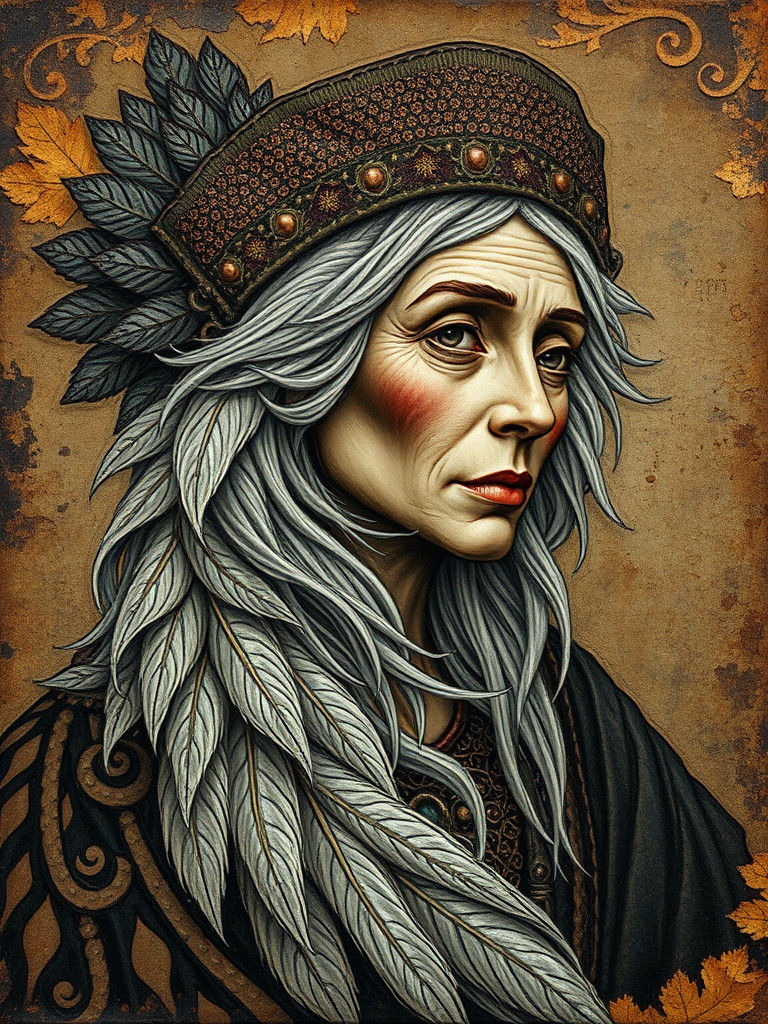 Ornate Embossed Portrait with Gold Leaf