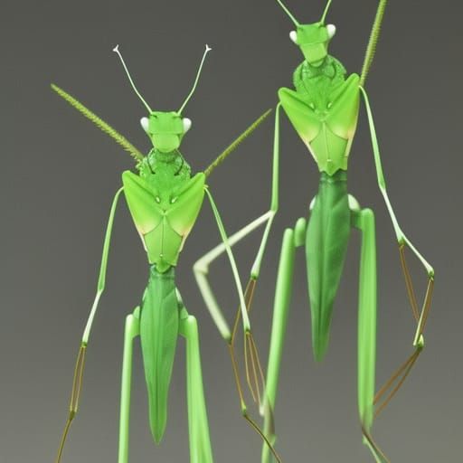 Moonlit Procession of Praying Mantis People