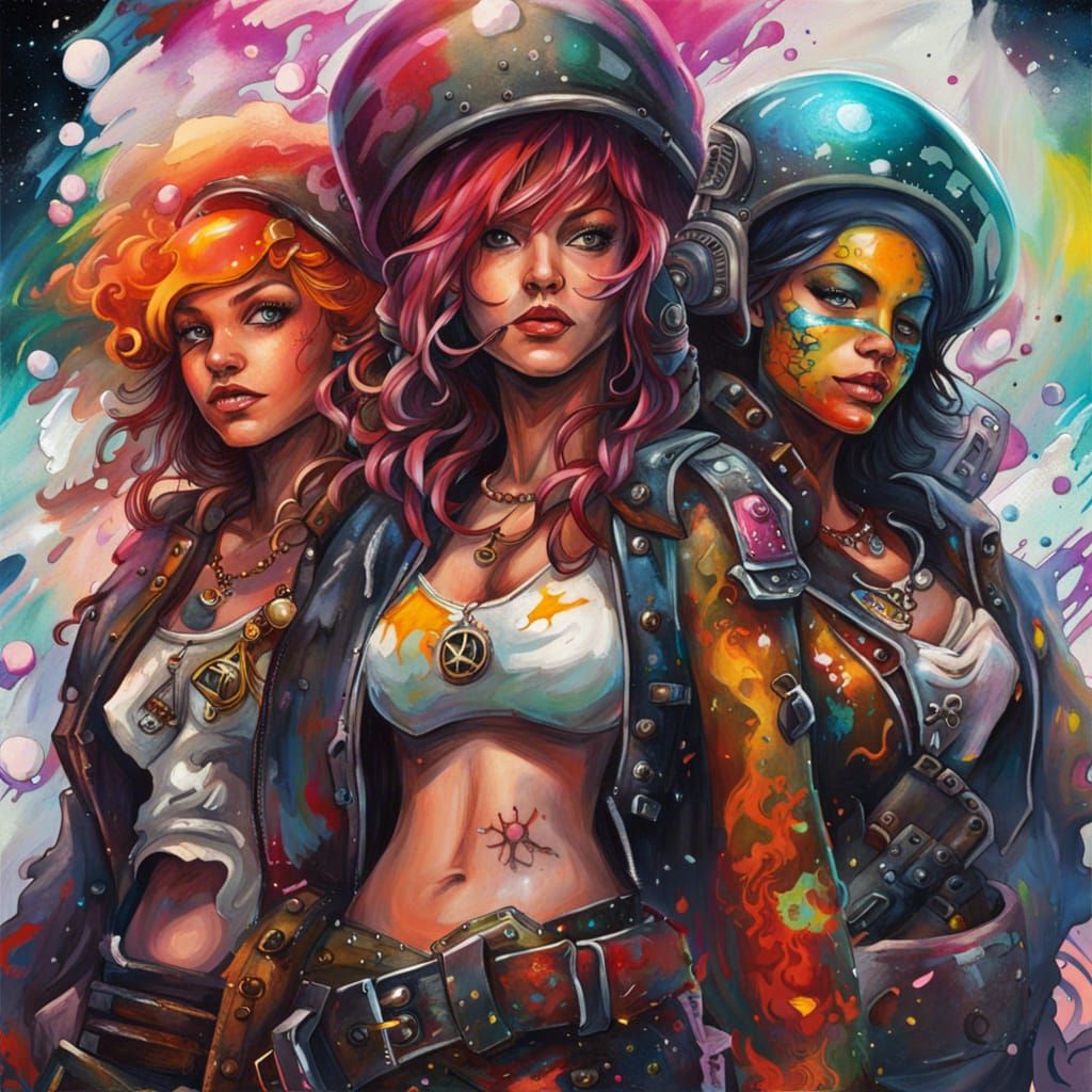 Cosmic Pirate Trio in Graffiti Street Art
