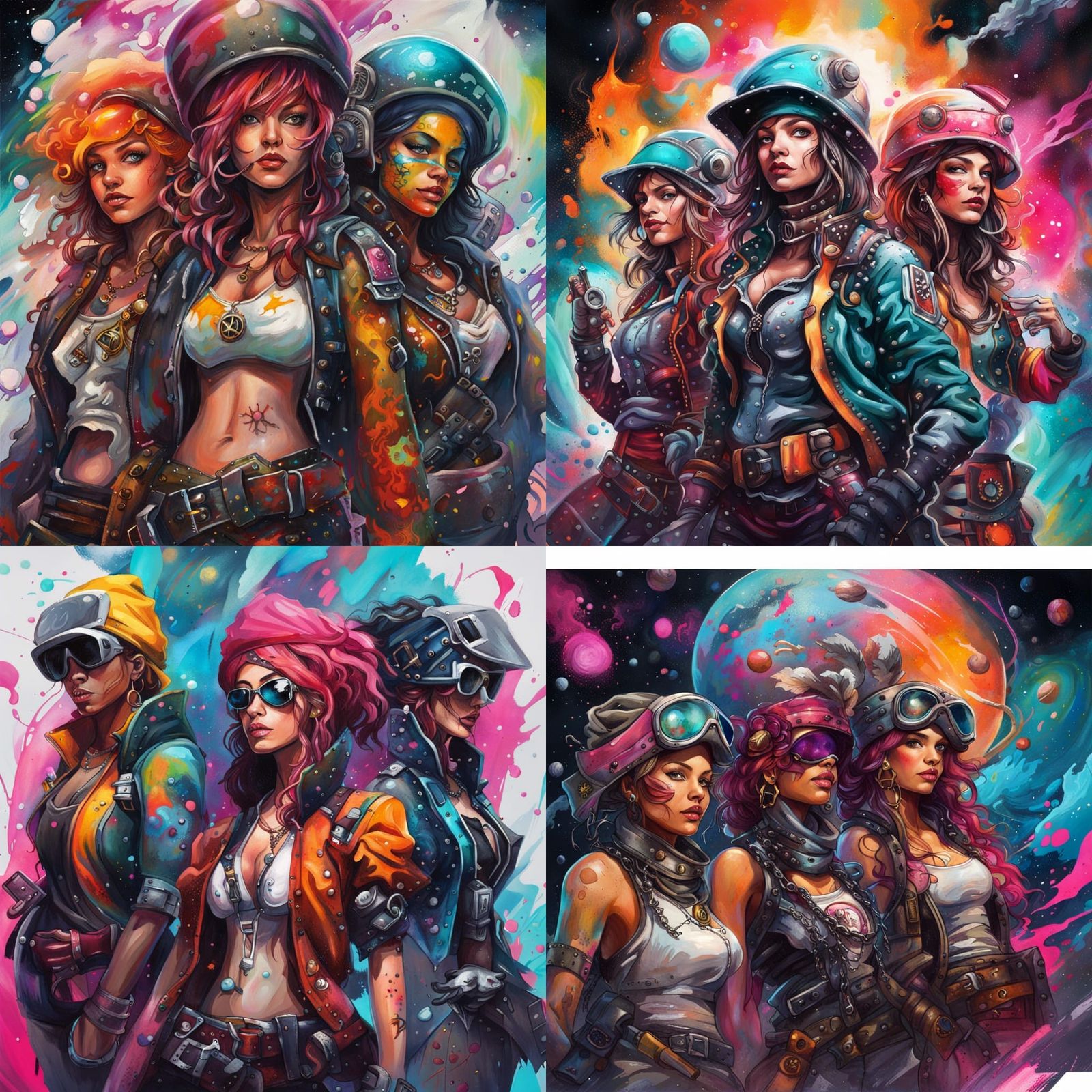 Cosmic Trio: Graffiti-Style Space Pirates