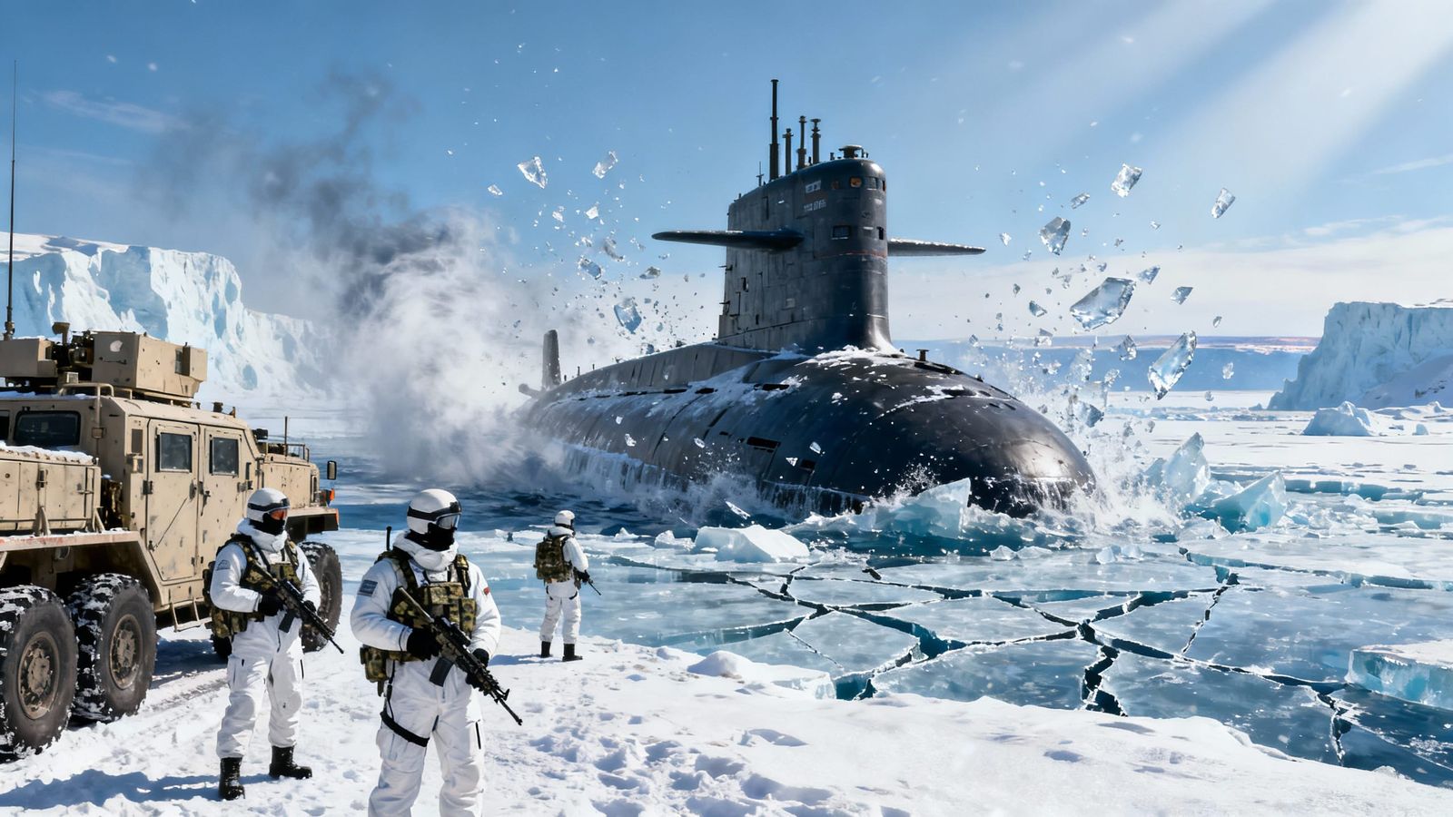 Arctic Submarine Emerges from Ice with Special Forces