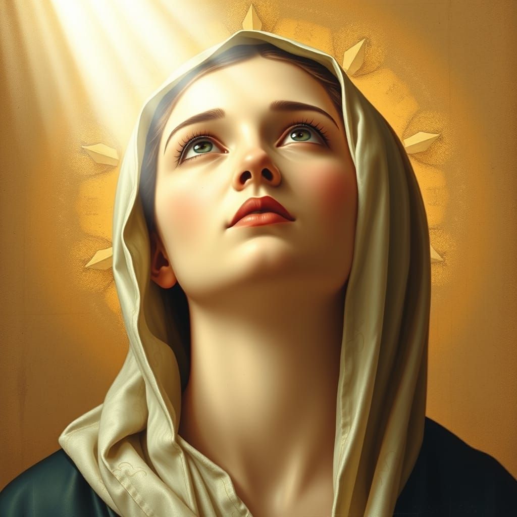 Biblical Madonna in Golden Glow