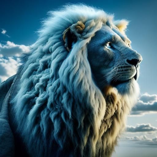 Cloud Lion Against Blue Sky