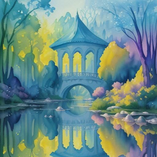 Rivendell in Bubbles: Abstract Gouache and Watercolor Art