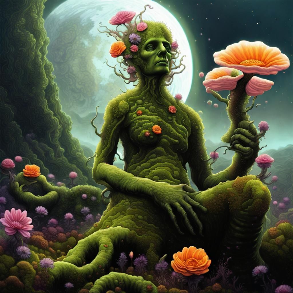 Saturn Sunrise with Buttercups: A Digital Matte Painting