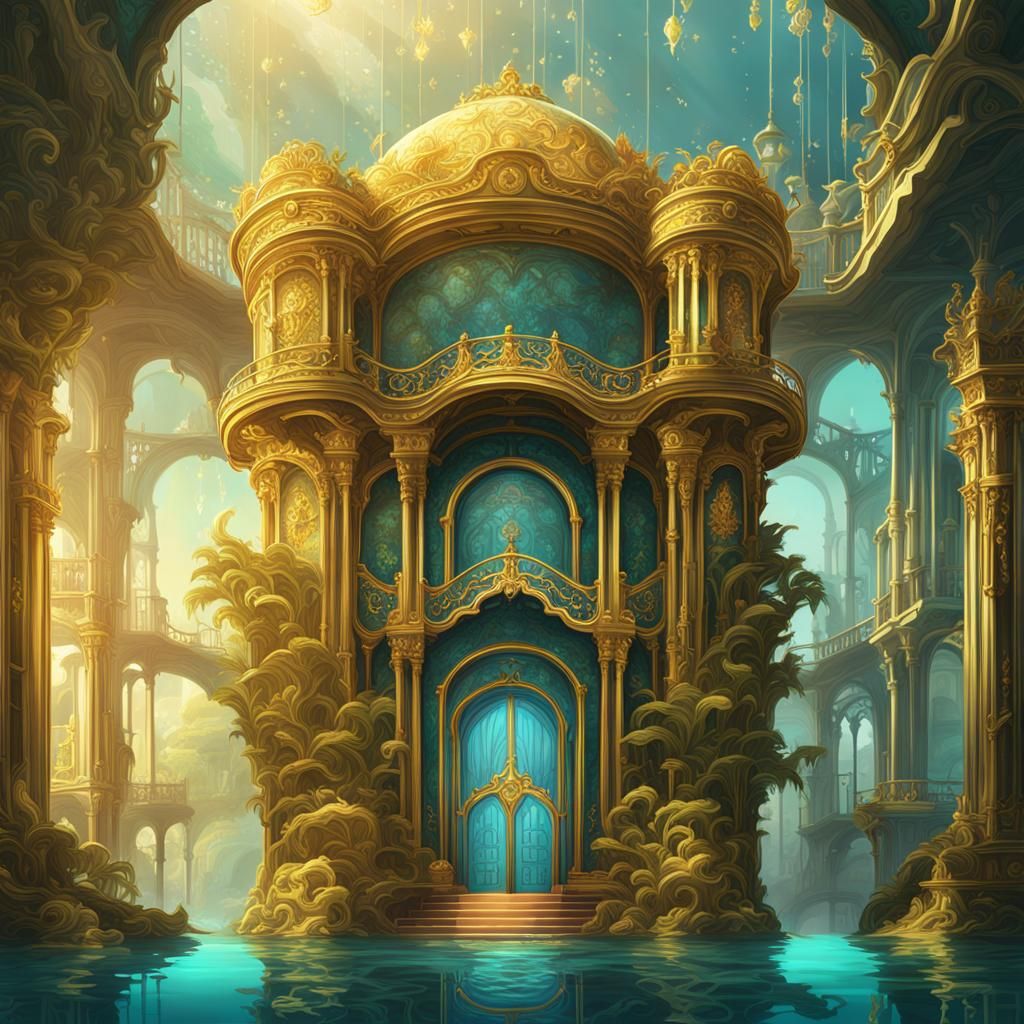 Golden Ocean Treasure: Art Deco Rococo Fusion