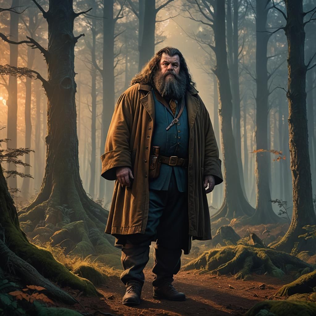 Hagrid in Misty Forest: Fantasy Concept Art