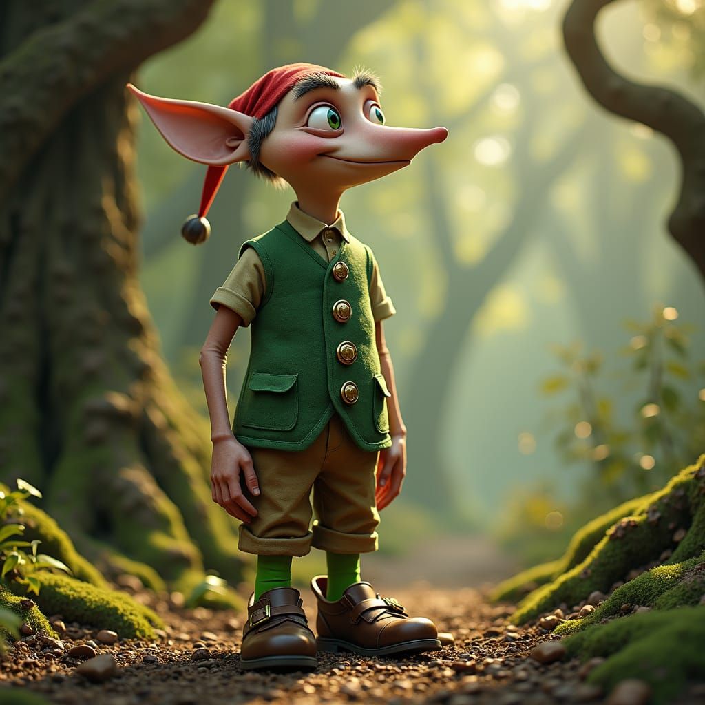 Elegant Garden Gnome in Primeval Forest