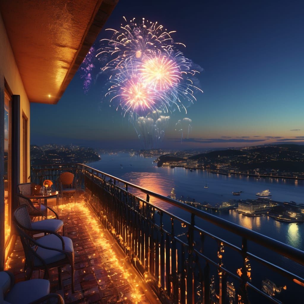 Penthouse Party with Sea Monsters in Art Deco Style