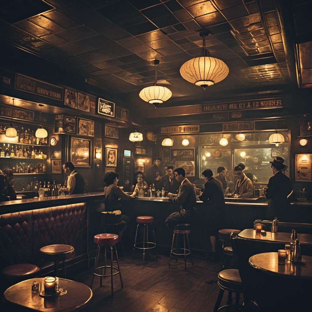 Neo-Noir 50s Dive Bar with Honeycomb Decor