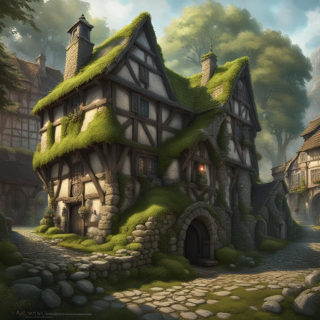 Medieval Village Elder Portrait in Dark Fantasy Style