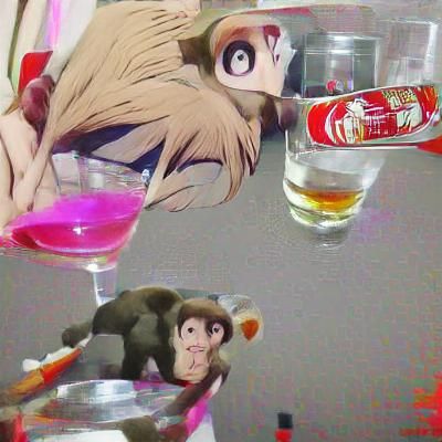 Monkey Sipping Vodka: 3D Anime Style