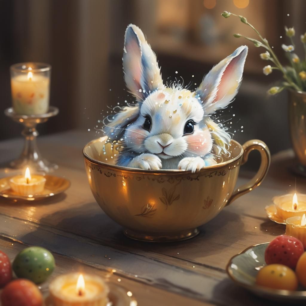 Bunny Tea Party: Whimsical Watercolor Illustration
