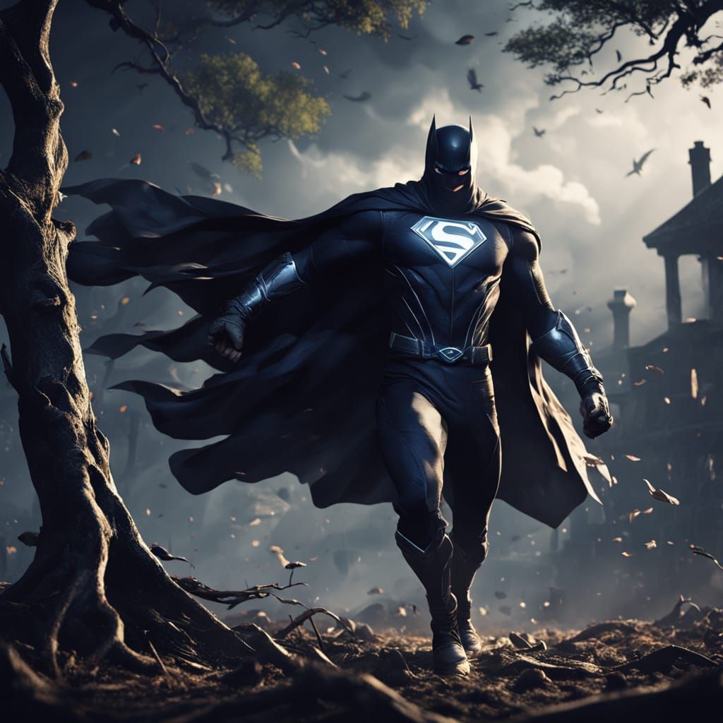 Superhero Stuck in Air by Cape on Tree