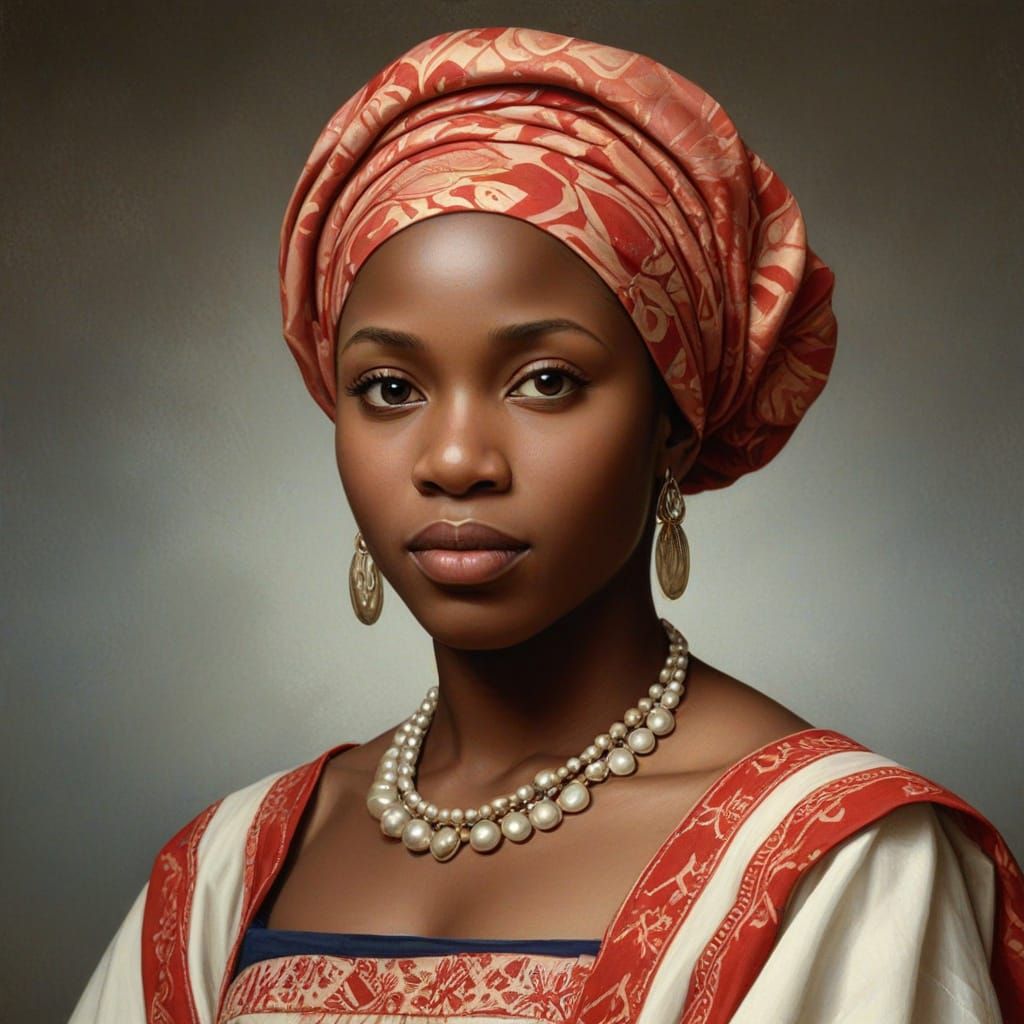 Igbo Woman Portrait in Classical Oil Painting Style