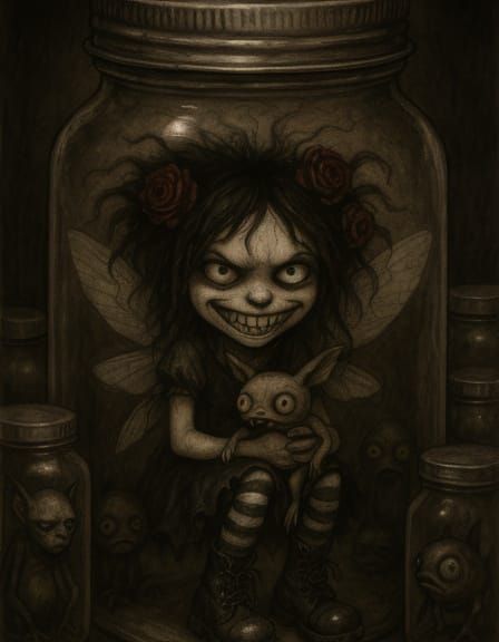 Gothic Fairy Alice in Jar: Dark Photographic Art