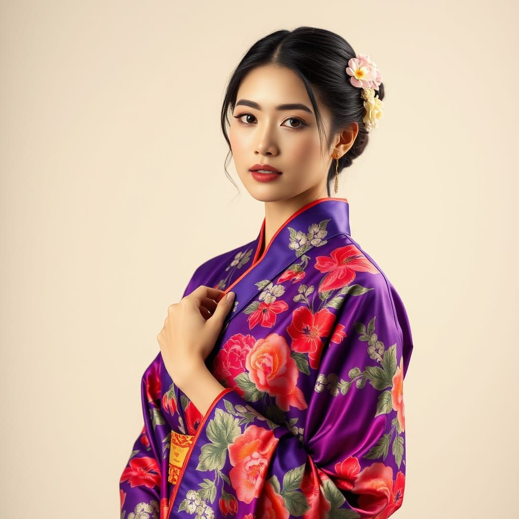East Asian Woman in Traditional Dress