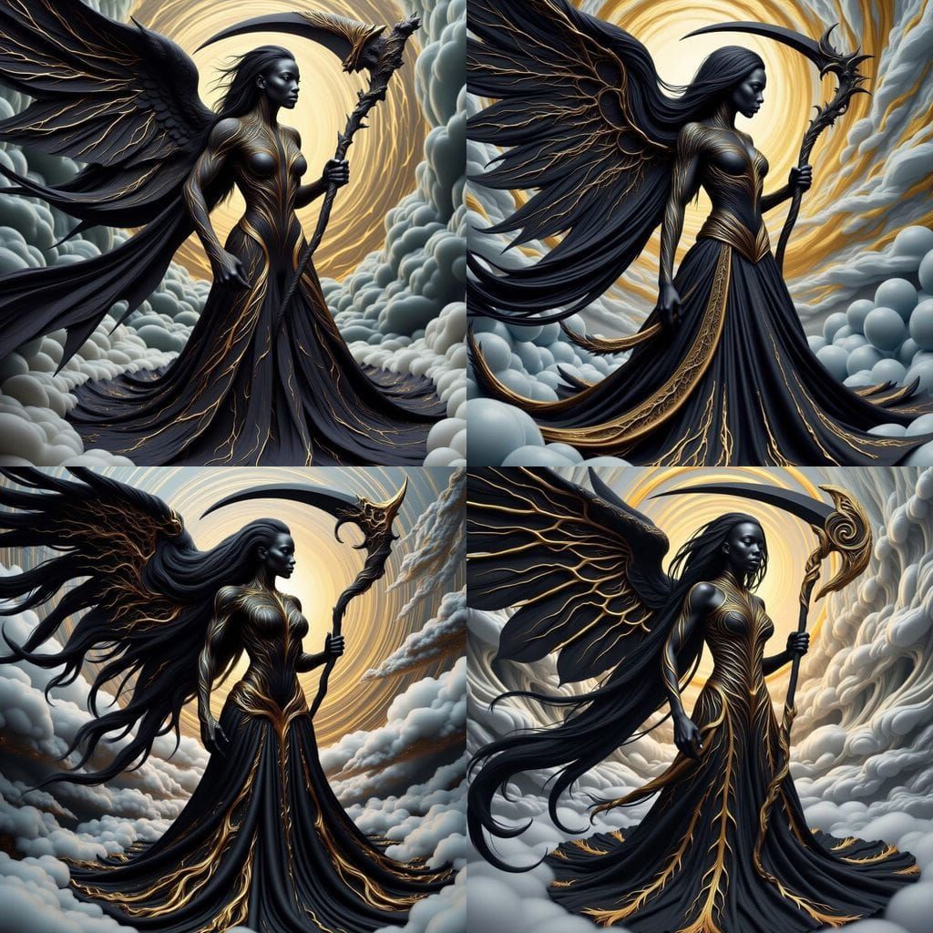 Dark Angel in Watercolor Noir Royale Style