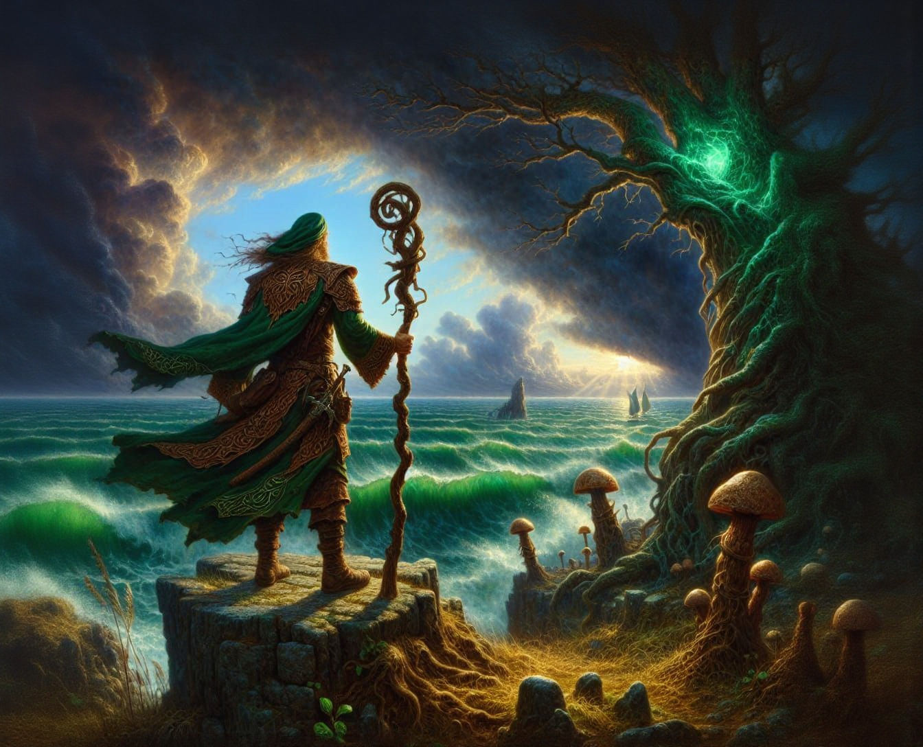 Middle-Eastern Druid Guardian Confronts Impending Storm