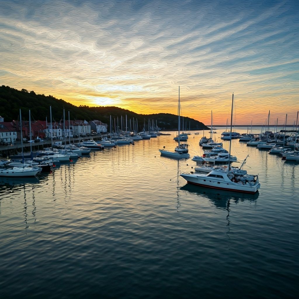 Fantasy Harbor in Expressive Paint-Splash Style