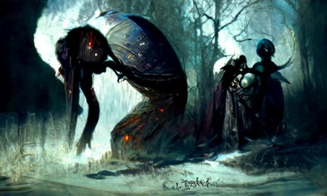 Snail Woman in Dark Fairy Wonderland Style