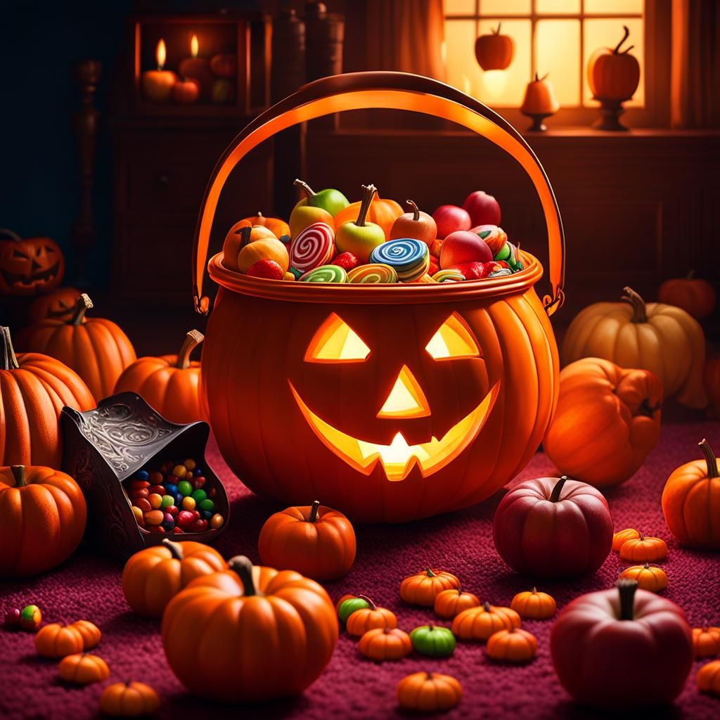 Halloween Treat Haul in Hyperrealistic Splash Art