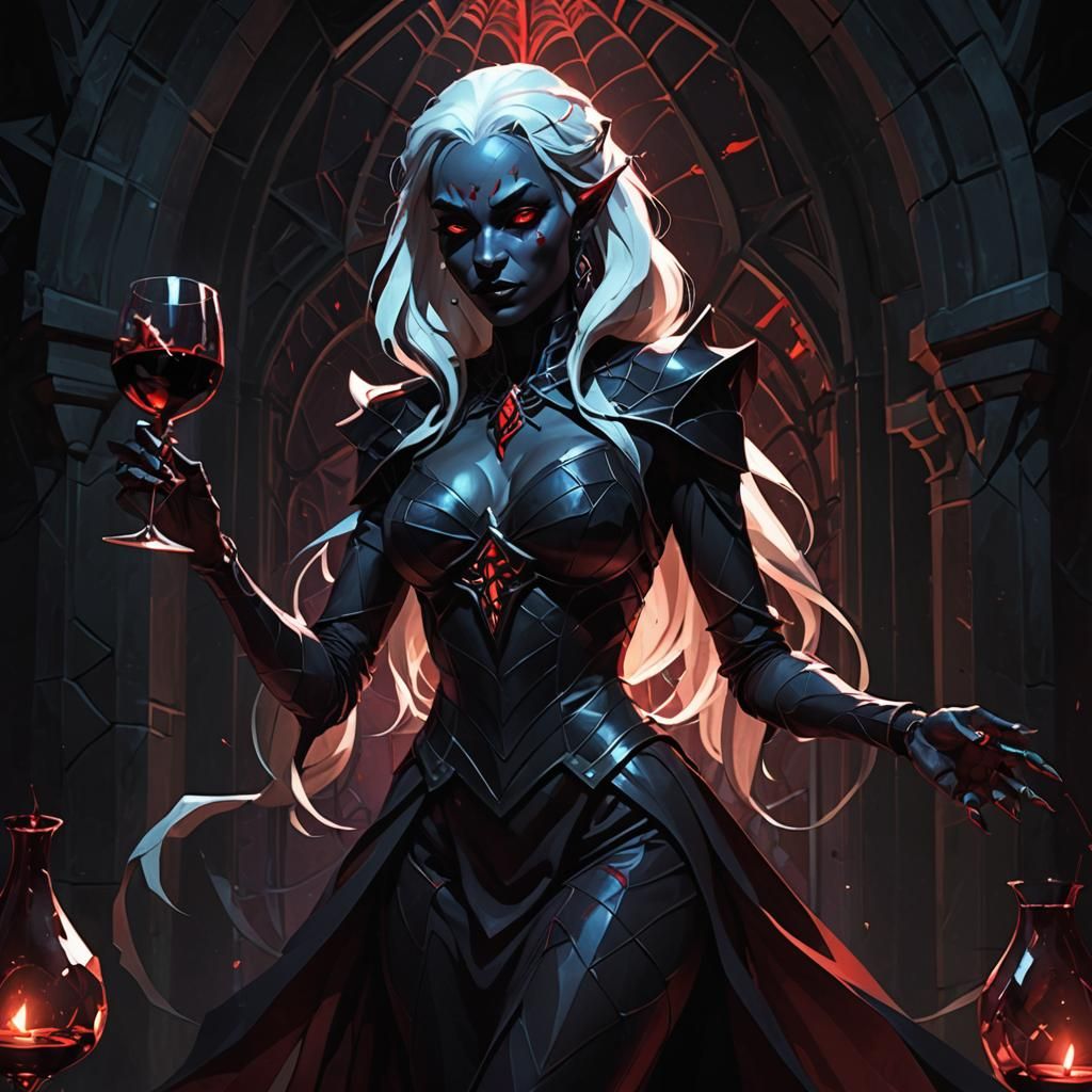 Drow Priestess of Lolth in Low-Poly Art